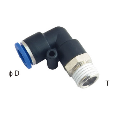Conector rapido codo para tubing con hilo Conector rapido codo para tubing con hilo