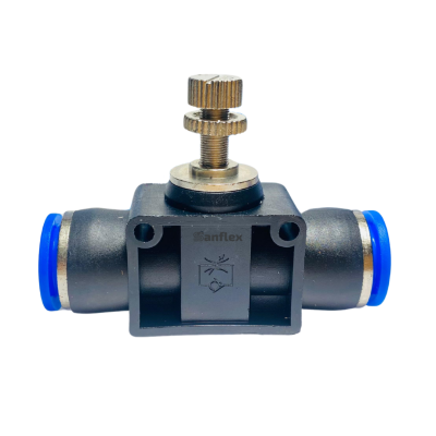 Regulador de flujo neumático con conexión push-in para tubing de poliuretano de 8mm