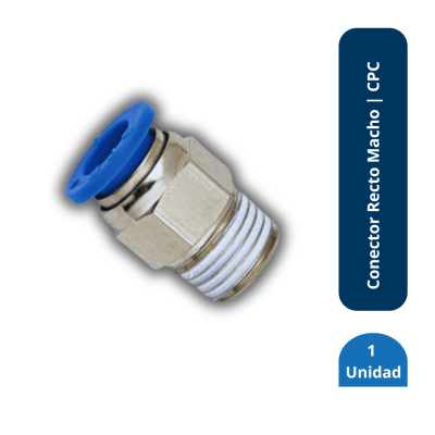 Conector Neumatico Recto Macho con Hilo de 4mm - M5 | CPC
